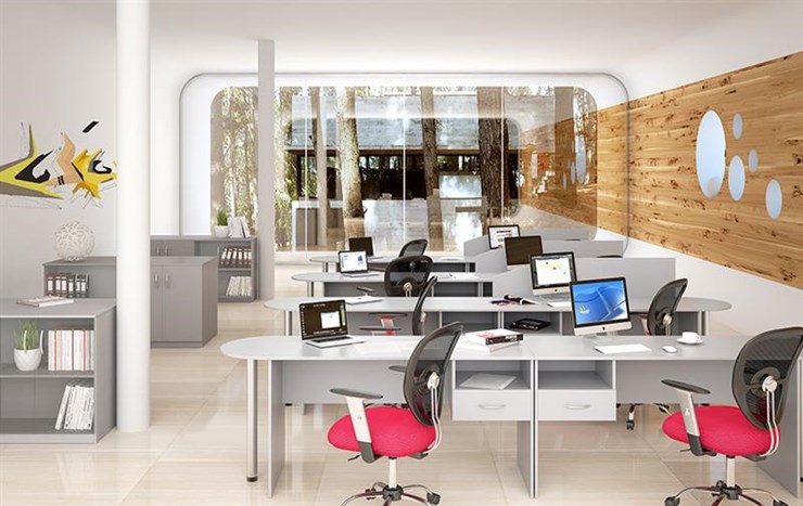 Комплект офисной мебели SIMPLE с эргономичными столами и тумбами в Сургуте - изображение 1